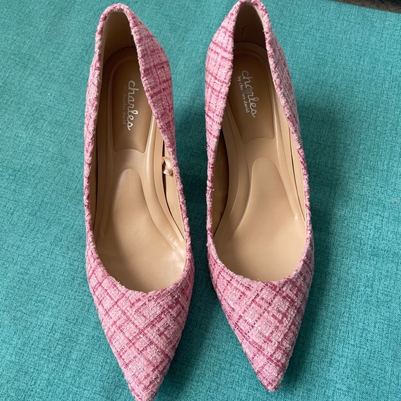 Angelica Pink Tweed Heels - Picture 6 of 8